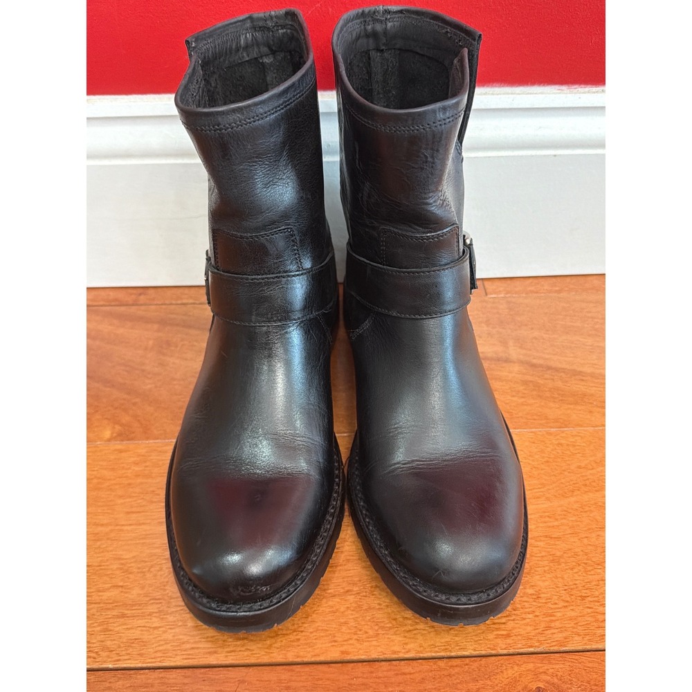 Frye Engineer Boots Womens Black Leather Buckle‎ Moto Ankle 6.5 3470645